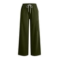thumbnail image 5 of YHAJDS Women Straight Wide Leg Joggers Comfort Loose Fit Elastic Waist Solid Color Outdoor Casual Bottoms With Side Pockets, 5 of 8