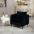 thumbnail image 2 of Velvet Accent Chair Mid-Century Modern Armchair with Metal Legs & Pillow, Plush Single Sofa for Living Room & Bedroom (300 lb Capacity), 2 of 19