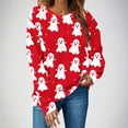 thumbnail image 2 of Makaor Sweatshirt Women Halloween Crew Neck Tops Fleece Long Sleeve Pullover Casual Fall Clothes Red L, 2 of 4