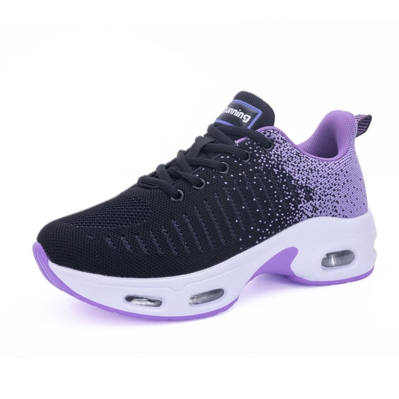 BROYON Women's Dual Air Cushion Walking Shoes Slip on Sneakers for Nursing and Gym Workout Purple US 8.5