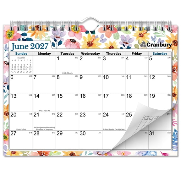 CRANBURY 2027 Wall Calendar, 8 x 6 Floral, 12-Month January to December 2027, Twin-Wire Bound