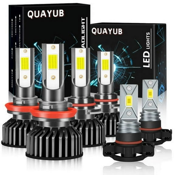 Combo LED Headlight Bulbs Kit for Chevy Silverado 1500/2500/3500 2007-2015 – Hi/Low Beam Fog Lights, 6000K Super Bright, Easy Install