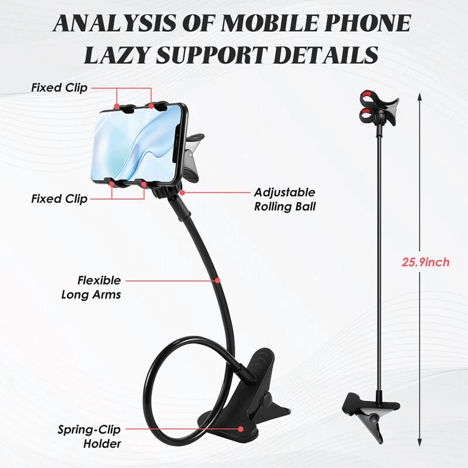Universal Lazy Mobile Phone Gooseneck Stand Holder Flexible Bed Desk Table Clip