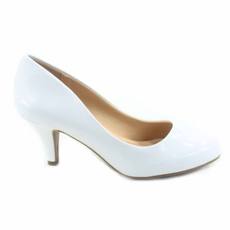 Carlos-s Women's Patent Glitter Round Toe Low Heel Pump Dress (Best All White Shoes)