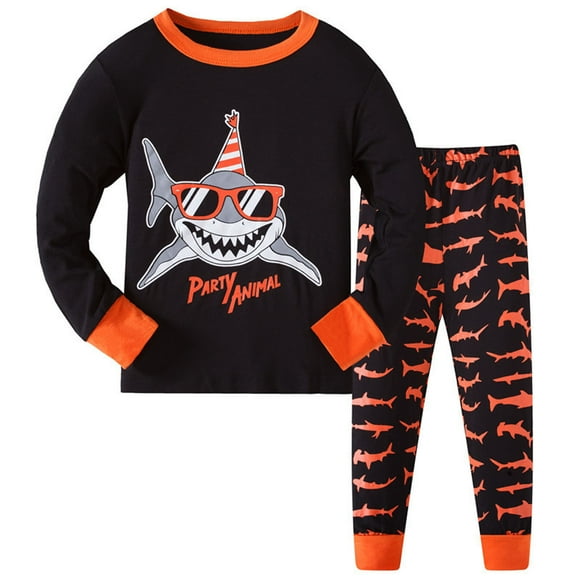 Children'S Long Sleeve Boys Cartoon Personality Print Casual Loose Pajamas Boys Outfits&Set Orange 110/4 Y—5 Y