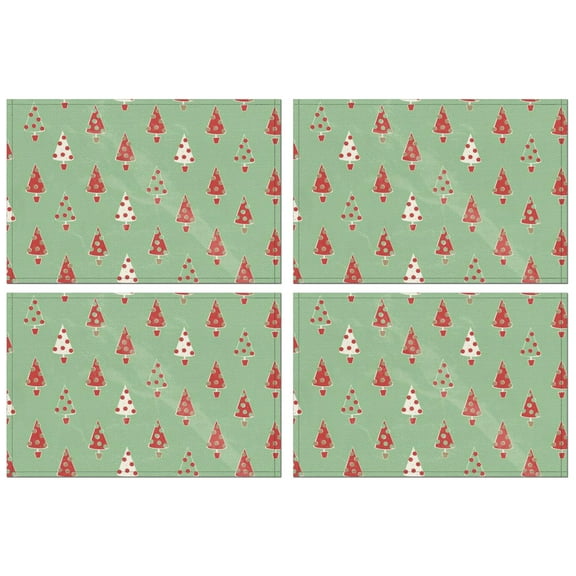 Christmas Table Mats 12x17 Inch Set of 4, Waterproof Plastic Placemats - Winter Snowflake & Deer Scene for Kitchen Dining Party Celebration