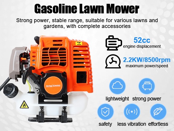 Floseru 2-in-1 Weed Wacker Gas Powered - 52cc 2-Stroke Cutting Gas String Trimmer/Edger, Powerful Eater Gas Grass Trimmer for Lawn Care, Plastic Handle & Shoulder Strap Included