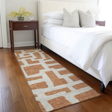 Addison Rugs Chantille Indoor/Outdoor Transitional Lines Terracotta Washable Runner Rug, 2'3" x 7'6"