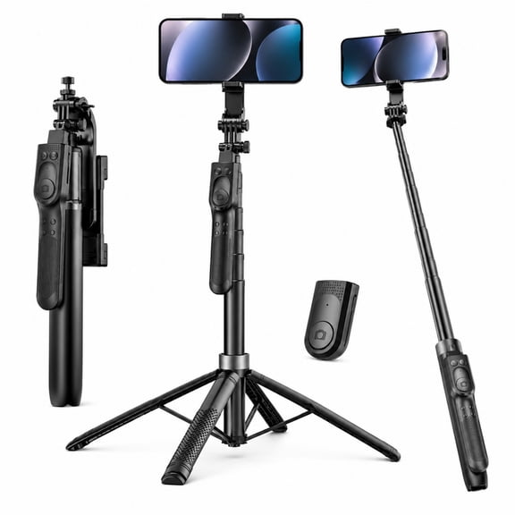 INSMART 85" Selfie Stick with Tripod Stand and Wireless Remote, Portable Selfie Stick with Dual RGB Fill Lights for iPhone Android Vlogging Travel Live Streaming