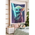thumbnail image 3 of Tapiz de Yoda, tapiz grande para colgar en la pared, para sala de estar, dormitorio, póster, fondo de decoración del hogar para niños, niñas y adultos, 80 x 60 pulgadas, 3 of 8