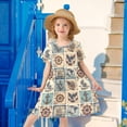 thumbnail image 2 of Seagull Anchor Short Sleeve Dress A-Line Cute Midi Casual Sundress 2-8 Years, 2 of 6