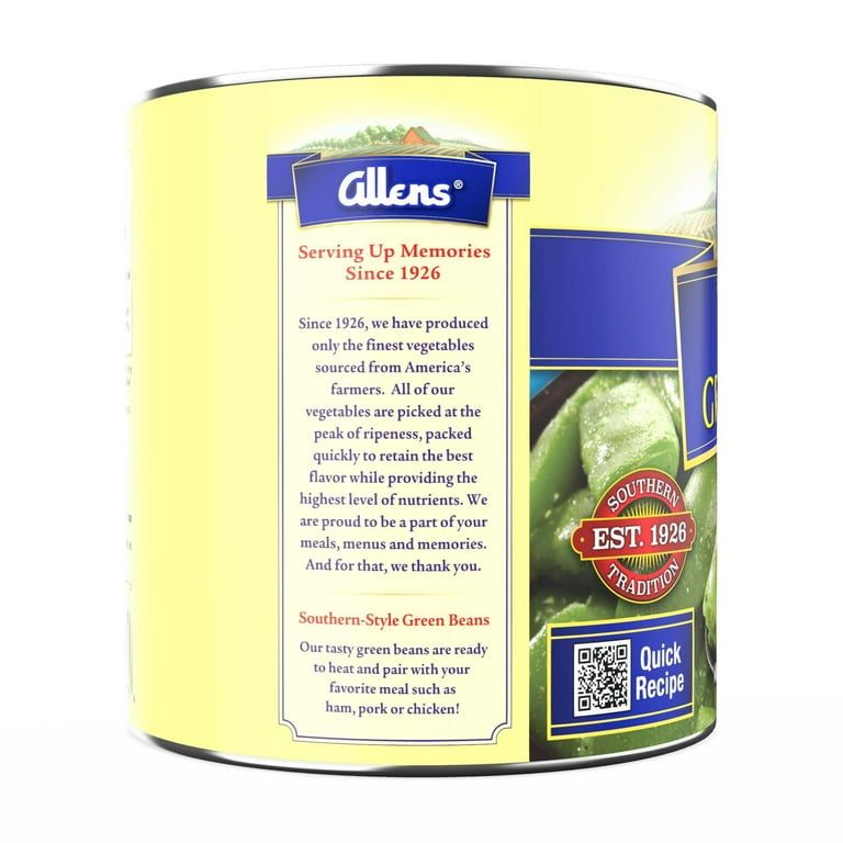 Allen's Southern Style Packaged Italian Green Beans, Vegetable Grocery, 28 oz Can - Walmart.com Allen's Southern Style Packaged Italian Green Beans, Vegetable Grocery, 28 oz Can - Walmart.com