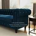 thumbnail image 5 of 3 Seater Living Room Sofa Couch, Upholstered 3 Seater Sofa with Wood Legs, Accent Tufted Scroll Arm Velvet Loveseat Velvet Couch, Easy Assembly, 5 of 8