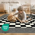 thumbnail image 4 of ODIKA 3'x5' Washable Throw Rug Stain Resistant, Low Profile, Non-Slip Alfombras Contemporary Border Frame Balanced Grid Para for Entryway, Kitchen, Mudroom, 4 of 7