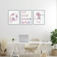 thumbnail image 2 of Stupell Industries Minimal Pastel Girl's Soccer 3 Piece Gray Framed Giclee Art Set, design by Marcus Prime, 20 x 16, 2 of 8