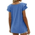 thumbnail image 5 of Womens Ruffle Sleeve T Shirts Petal Sleeve V Neck Casual Tees Summer Basic Tops, 5 of 6