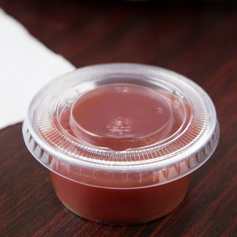 4 oz Plastic Clear Disposable Portion Cups with Lids for Sauce Cup BPA Free