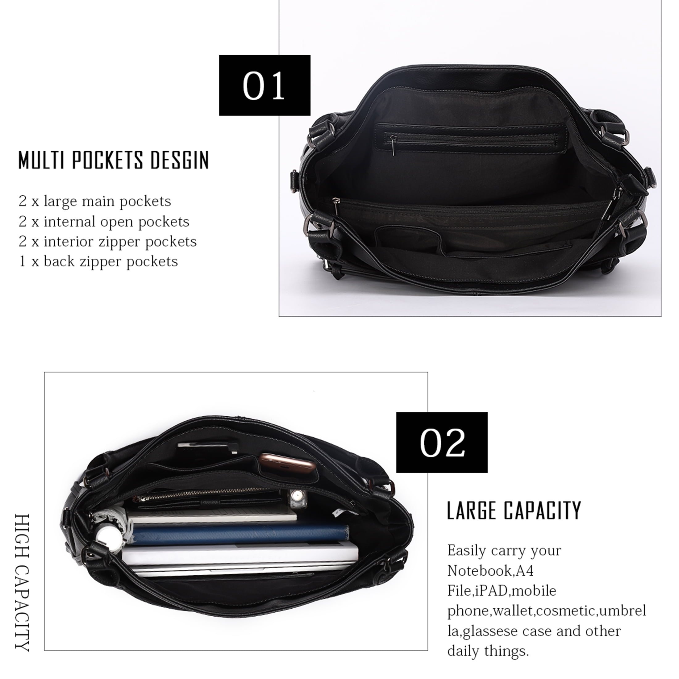 KL928 Large Purses for Women PU Leather Handbags Crossbody Hobo Tote Bags