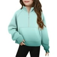 thumbnail image 2 of Bnwani Sweatshirt for Girls Zip Mock Neck Long Sleeve Half Zip Crop Fleece Sweatshirt Gradient Pullover, 2 of 5