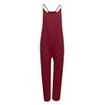 thumbnail image 4 of Audhol Jumpsuits for Women Womens Casual Summer Jumpsuit Sleeveless Loose Solid Color Comfortable Strap Loose Jumpsuit Pocket Jumpsuit for Women Overalls for Women Red2 5XL, 4 of 5