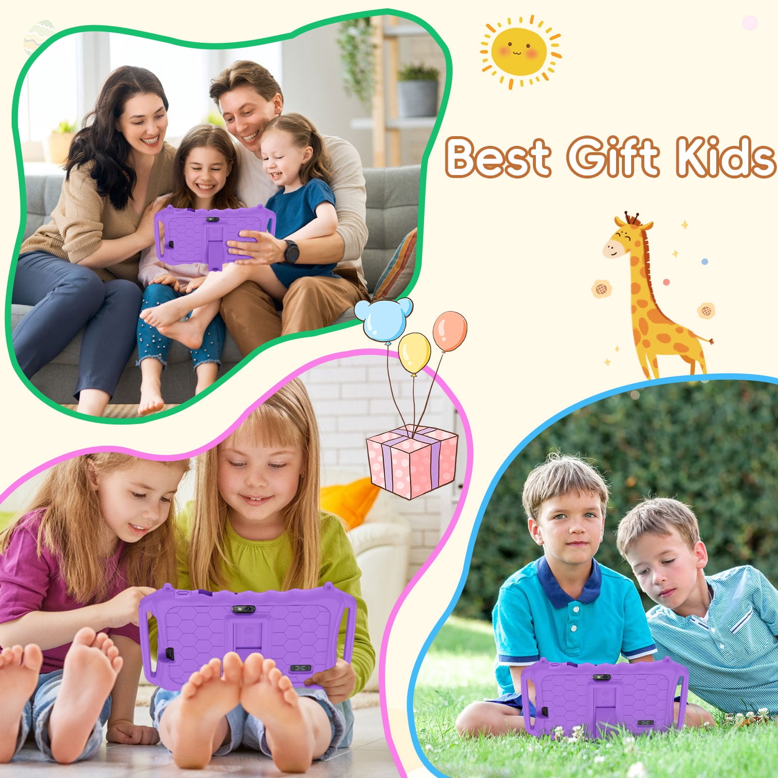 Kids Tablet, 7 inch Android 11 Tablet for Kids, 6(2+4) GB RAM 32GB ROM, Toddler Tablet with Bluetooth, GPS,WiFi,Parental Control, Dual Camera,Shockproof Case,Kids App Pre-Installed