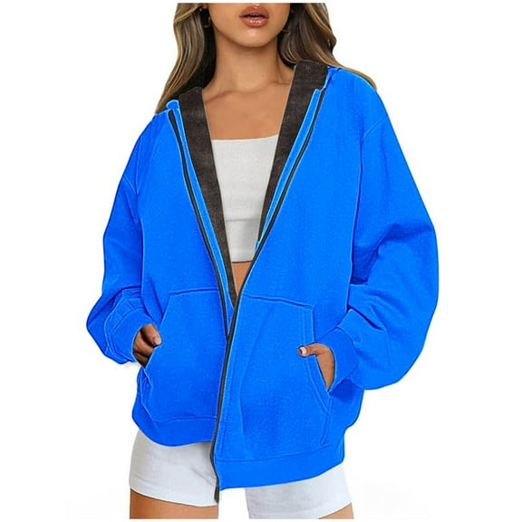 Zip Up Hoodies for Womens Pullover Fashion Plus Size Winter Warm And Fleece Heavy Printed Hooded Jacket With Zipper Double Pockets Gfit for Women