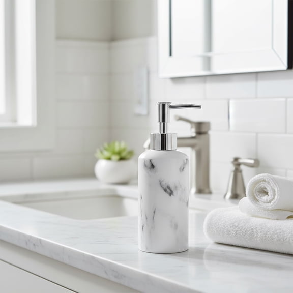 Evideco French home goods Marble White Lotion Soap Dispenser Only Rustic Craftsman 9 oz Commercial Soap & Lotion Dispensers