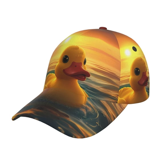 Easygdp Cartoon Swimming Yellow Duck Baseball Cap with Adjustable Buckle – Lightweight, Breathable, Sweat-Absorbent Hat for Outdoor Activities, Sports, and Casual Wear