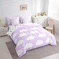 thumbnail image 3 of Homewish Cartoon Cloud Twin Bedding Sets 7-Piece for Preppy Child Kids,Purple White Bedding Comforter Set Microfiber,Dreamy Princess Breathable Sheet Sets,Luxury Bedroom Decor,Reversible, 3 of 8
