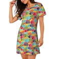 thumbnail image 2 of Disketp Colorful Fish 2 para Camisón Corto de Manga Corta para Mujeres, Camisón Cómodo con Escote Redondo, Bonito y Confortable, 2 of 6