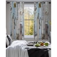 thumbnail image 3 of Blue Grey Wooden Sheer Curtains 45 Inch Length 2 Panels Set for Living Room/Bedroom, Farmhouse Barn Sunflowers Retro Kitchen Curtains Grommet Semi-Sheer Curtains Drapes Window Treatments 42"x45"x2, 3 of 7