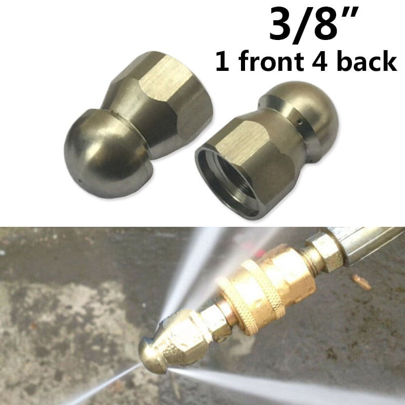 Pressure Washer Jet Wash Drain Cleaning Nozzle 3/8"M BSP 1 Forward 8 Rear 