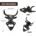 thumbnail image 6 of Sungmor Bottle Openers with Cast Iron Bull Head, Vintage Rustic Wall Hanging, Black, 6 of 7