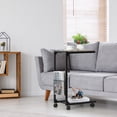 thumbnail image 6 of Adjustable C Table Set of 2 with Wheels & Storage Basket, Slide Under Sofa or Bed Table, Laptop & Snack Table for Living Room, Bedroom -Gray, 6 of 6