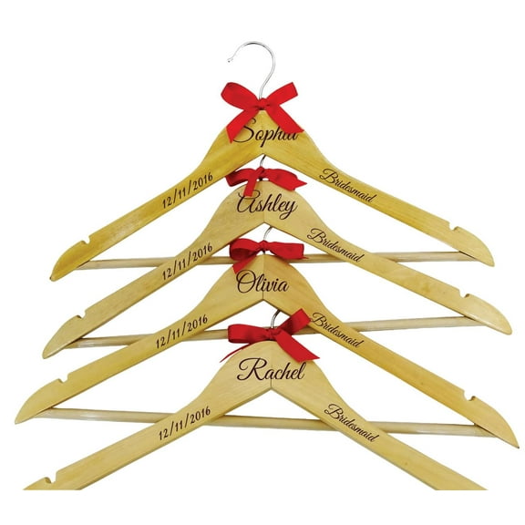 Bridal Name Engraved Wooden Hangers Personalized Wedding Hanger Bridesmaid Gifts