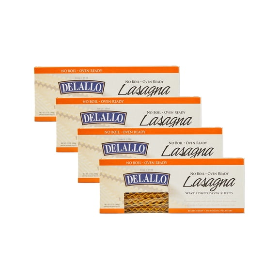 DeLallo No-Boil Lasagna Sheets, Oven Ready, Made in Italy, Non-GMO, 13.2 oz Box (4 Pack)