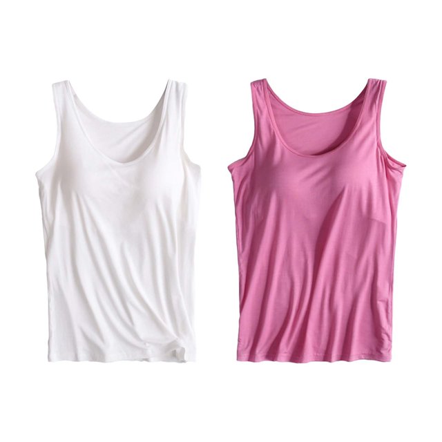 Camisole en Coton pour Femmes, Camisole Ajustable avec Soutien-Gorge Intégré, Tricot Extensible