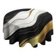 thumbnail image 4 of Black Marble Gold Wave Pattern Round Tablecloth 60"x60",Wrinkle Wipeable Table Cloth for Kitchen Dining Room Picnic Patio Party, 4 of 6