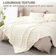 thumbnail image 3 of PHF Checkered Fleece Blanket Twin Size for Sofa Bed, Contemporary Flannel Fleece 3D Jacquard Fluffy Blanket, No Shedding, No Pilling, 66" x 90", Cream, 3 of 7