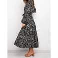 thumbnail image 4 of Topumt Women's Long Sleeve V Neck Leopard Print Ruffle Tiered Maxi Dress Tie Waist Boho Chiffon Flowy Long Dress, 4 of 5