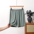 thumbnail image 2 of Shrysg Women's Plus Size Casual Pajama Shorts Summer Wide Leg Elastic Waist with Pockets Black Polka Dot Relaxed Fit Homewear Green, 2 of 6
