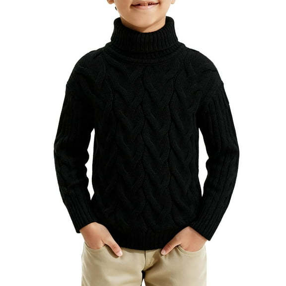 Maean Boys Turtleneck Sweaters Cable Knit Fall Winter Warm Pullover Mock Neck Long Sleeve Sweater