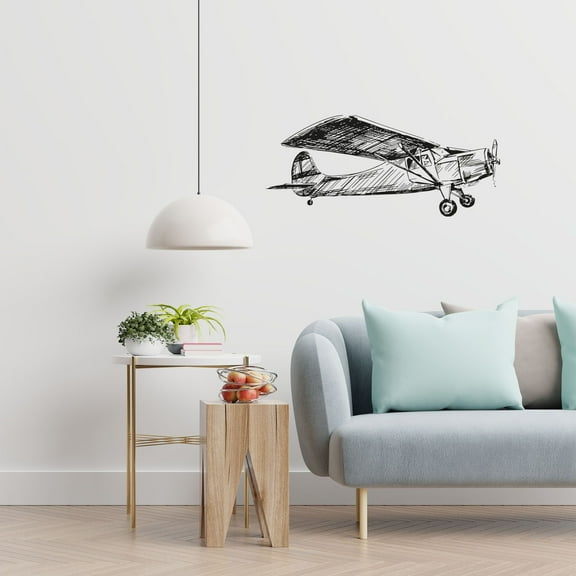 Airplane Flying Aviation Silhouette Air Plane Jet Helicopter Wall Sticker Art Decal for Girls Boys Kids Room Bedroom Nursery House Fun Home Decor Stickers Wall Art Vinyl Decoration Size (24x40 inch)