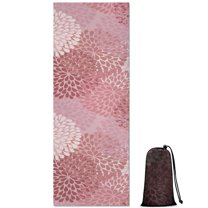 Pink Floral Pattern Hot Yoga Mat Towel Non Slip for Hot Yoga - Quick-Drying Yoga Mat Cover with 4 Corner Pockets with Travel Bag - Hot Yoga Towel Non Slip 74"x26"