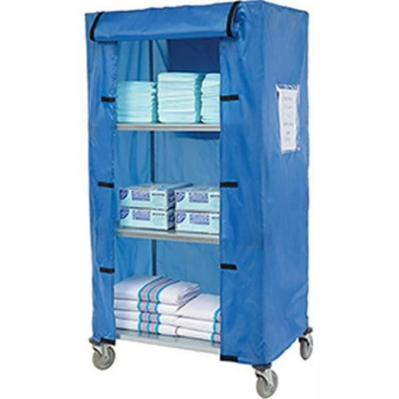 Nexel Galvanized Steel Linen Cart with Nylon Cover, 4 Shelves - 36 x 18 x 80 in.