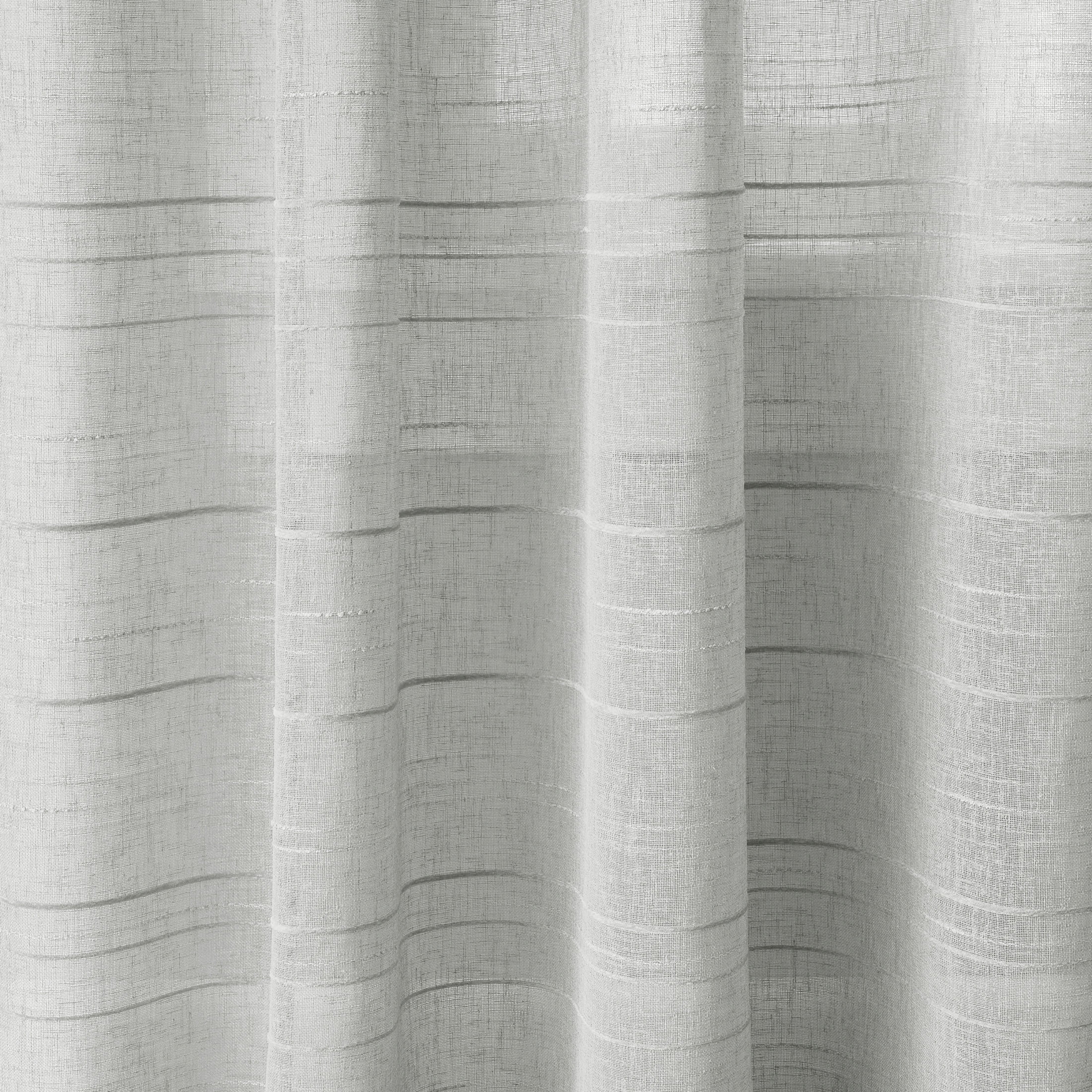 Mainstays Woven Stripe Sheer Tab Top Curtain, Single Panel, Silver, 50" W x 84" L