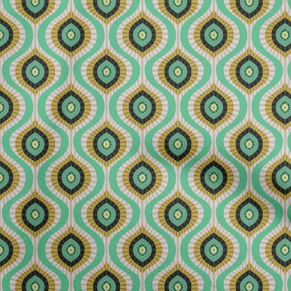 oneOone Polyester Spandex Sea Green Fabric Ogee Craft Projects Decor Fabric Printed By The Yard 56 Inch Wide