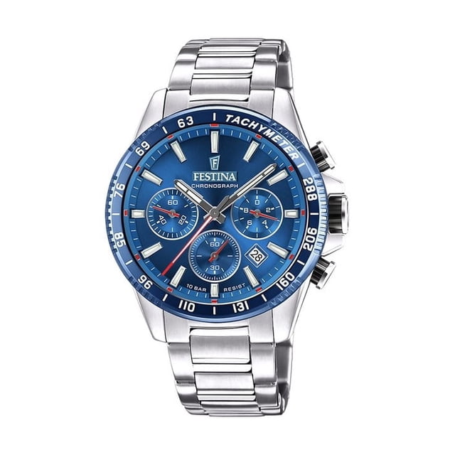 Festina Reloj Timeless Chronograph de Acero Inoxidable con Esfera Azul de Cuarzo F20560-3 para Hombre con Autonomía de 100 M