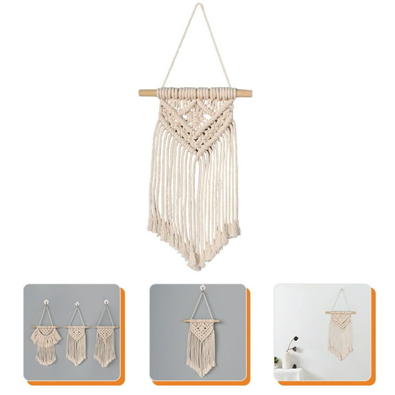 OFFIGAM Ivory Macrame Wall Hanging for Home Decor, Boho Style Handmade Cotton Wall Art, 1 Pack