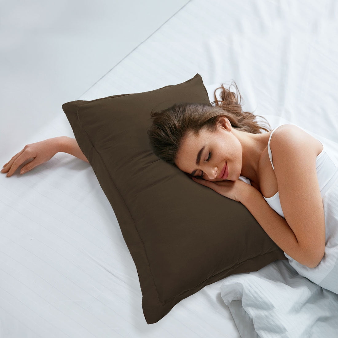 Unique Bargains 4-Pack Envelope Closure Pillow Sham No Zipper King Brown